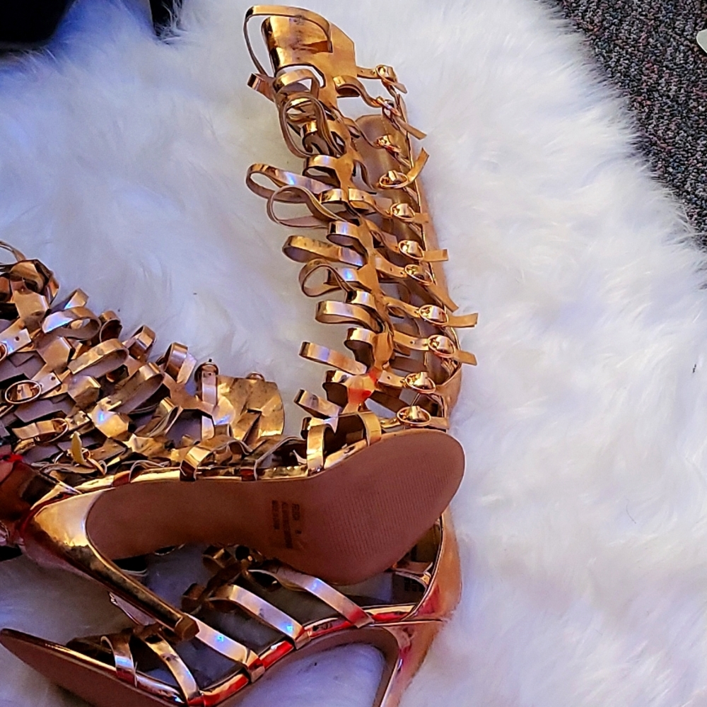 Gold gladiator heels